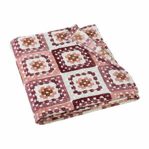 Różowy koc z mikropluszu 130x170 cm Crochet Print – Catherine Lansfield obraz