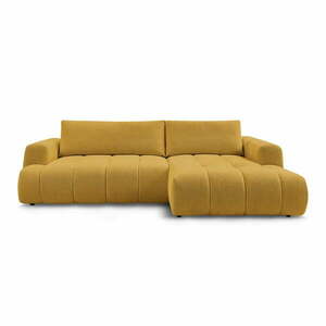 Musztardowy rozkładany/ze schowkiem narożnik (prawostronny/z szezlongiem) Fuji – Bobochic Paris obraz