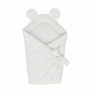 Biały rożek niemowlęcy z materiału bouclé 35x65 cm – Meowbaby obraz