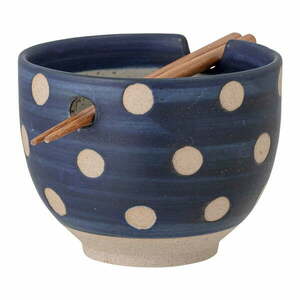 Niebieska kamionkowa miska z pałeczkami Bloomingville Masami, ø 13 cm obraz