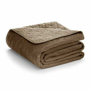 Jasnobrązowa narzuta pikowana z aksamitu 220x240 cm Laila – AmeliaHome obraz