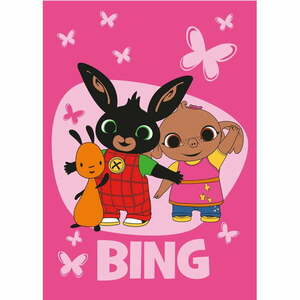 Różowy polarowy koc dziecięcy 100x150 cm Bing Bunny "Butterflies" – Jerry Fabrics obraz