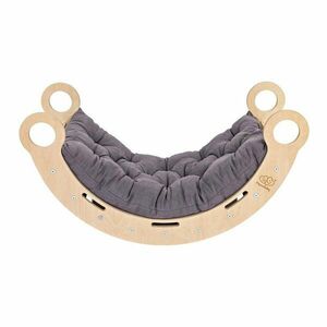 Szaro-naturalna huśtawka z litego drewna sosnowego 39x75x38 cm Montessori – Meowbaby obraz