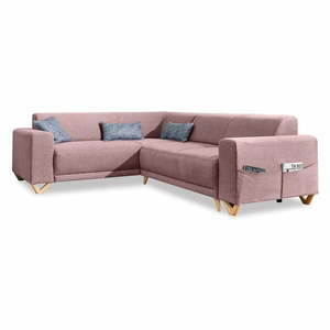 Różowy rozkładany/ze schowkiem narożnik (lewostronny/w kształcie litery L) Classy Sophie – Miuform obraz