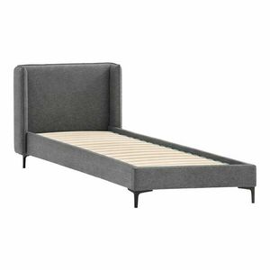 Ciemnoszare tapicerowane łóżko ze stelażem 90x200 cm Basti – Ropez obraz