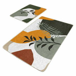 Zielone aksamitne dywaniki łazienkowe zestaw 2 szt. 60x100 cm Illustrated Autumn – Mila Home obraz