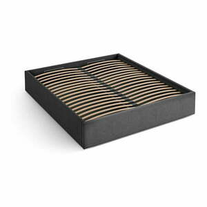 Antracytowe tapicerowane łóżko dwuosobowe ze schowkiem/bez zagłówka ze stelażem 200x200 cm Susan – Micadoni obraz