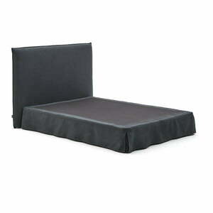 Antracytowe tapicerowane łóżko dwuosobowe 160x200 cm Jaira – Kave Home obraz