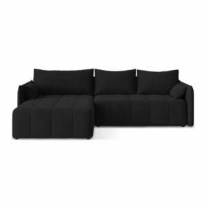 Czarny rozkładany/ze schowkiem narożnik (lewostronny/z szezlongiem) Moku – Makamii obraz