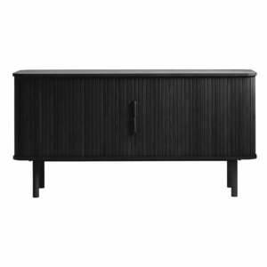 Czarna niska komoda w dekorze dębu z drzwiami przesuwnymi 76x160 cm Cavo – Unique Furniture obraz