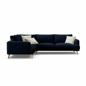 Ciemnoniebieski aksamitny narożnik (lewostronny/w kształcie litery L) Naomi – Micadoni obraz