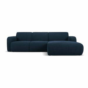 Ciemnoniebieski narożnik z materiału bouclé (prawostronny) Molino – Micadoni Home obraz