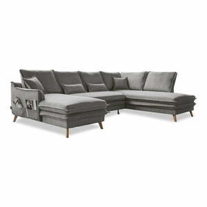 Szary rozkładany narożnik (prawostronny/w kształcie litery U) Charming Charlie – Miuform obraz