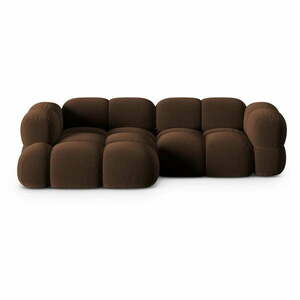 Ciemnobrązowy aksamitny narożnik (lewostronny/z szezlongiem) Loretto – Cosmopolitan Design obraz