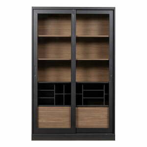 Czarno-naturalna witryna z litego drewna sosnowego z drzwiami przesuwnymi 125x200 cm James – WOOOD obraz