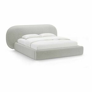 Jasnoszare tapicerowane łóżko dwuosobowe ze schowkiem ze stelażem 180x200 cm Ovalo – Micadoni obraz