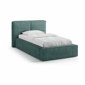 Turkusowe tapicerowane łóżko jednoosobowe ze schowkiem i stelażem 90x200 cm Darren – Micadoni obraz