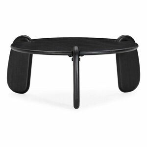 Czarny okrągły stolik z litego drewna mango ø 80 cm Tamira – MOME obraz