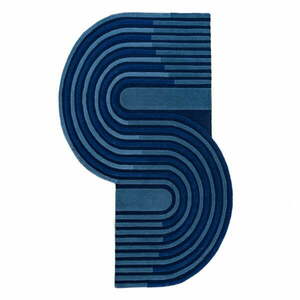 Ciemnoniebieski wełniany dywan tkany ręcznie 150x240 cm Conway Retro – Flair Rugs obraz