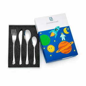 Sztućce dla dzieci ze stali nierdzewnej w kolorze srebra 4 szt. Space – Zilverstad obraz