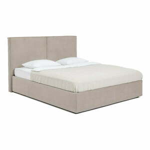 Szarobrązowe tapicerowane łóżko dwuosobowe ze schowkiem i stelażem 180x200 cm Thessa Bold – Bonami Selection obraz