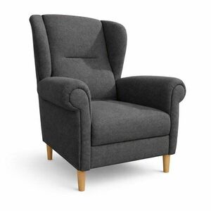 Ciemnoszary fotel typu uszak Swan – Ropez obraz