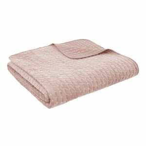 Szaroróżowa aksamitna narzuta pikowana 240x260 cm Attica Velvet – Bianca obraz