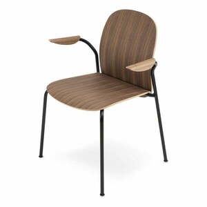 Koniakowe/w naturalnym kolorze krzesła zestaw z podłokietnikami/sztaplowane 2 szt. w dekorze orzecha Book – Gazzda obraz