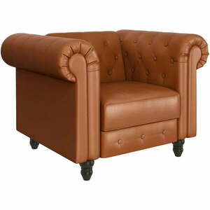 Koniakowy fotel typu chesterfield z imitacji skóry Felix – Støraa obraz