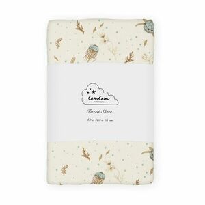 Jasnożółte prześcieradło dziecięce do łóżeczka z bawełny organicznej z gumką 60x120 cm Sea Garden – Cam Cam Copenhagen obraz