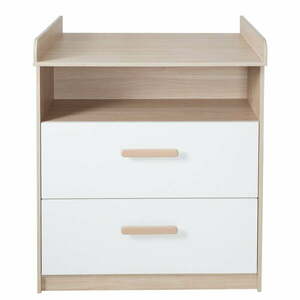 Biało-naturalna komoda dziecięca w dekorze dębu z przewijakiem 88x98x75 cm Cabane – Roba obraz