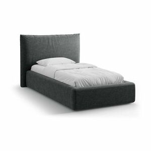 Ciemnoszare tapicerowane łóżko jednoosobowe ze schowkiem i stelażem 90x200 cm Kaelle – Micadoni obraz