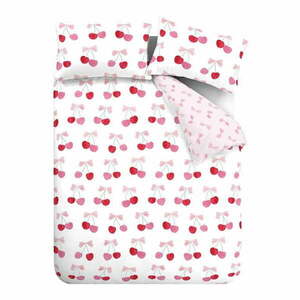 Biało-różowa pościel dwuosobowa 200x200 cm Cherries and Bows – Catherine Lansfield obraz
