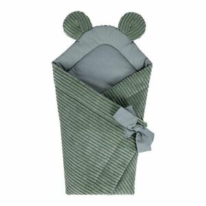 Zielony rożek niemowlęcy sztruksowy 35x65 cm – Meowbaby obraz