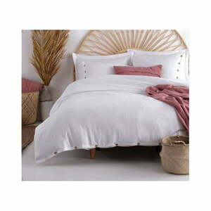 Biała pościel jednoosobowa z bawełny renforcé 140x200 cm Como Striped – Mila Home Luxury obraz