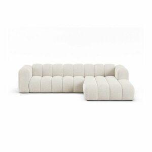 Kremowy narożnik z tkaniny szenilowej (prawostronny/z szezlongiem) Lupine – Micadoni obraz