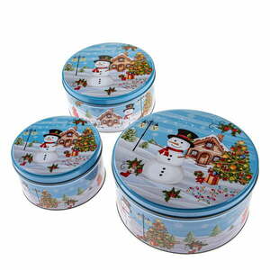 Metalowe pojemniki na pierniki 3 szt. Snowman – Dakls obraz