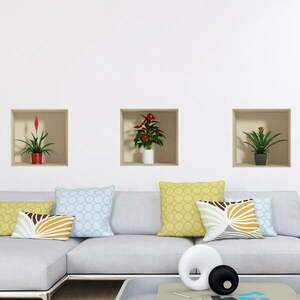 Zestaw 3 naklejek ściennych 3D Ambiance Flower obraz