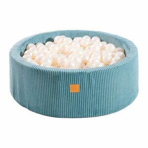 Turkusowy sztruksowy basen z kulkami ø 90x30 cm Montessori – Meowbaby obraz