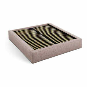 Jasnoróżowe tapicerowane łóżko dwuosobowe ze schowkiem i stelażem 200x200 cm Simon – Micadoni obraz