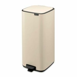 Beżowy stalowy kosz na śmieci z pedałem 30 l Bo – Brabantia obraz