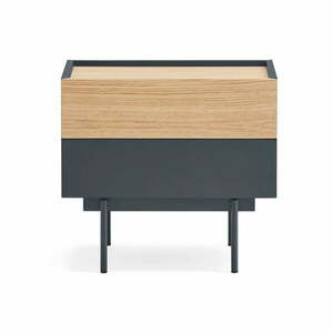 Antracytowo-naturalna szafka nocna w dekorze dębu Otto – Teulat obraz