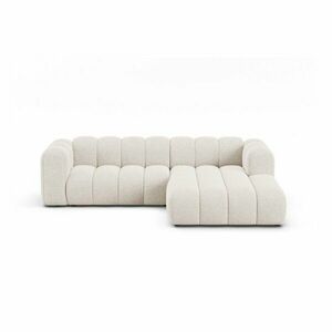 Kremowy narożnik z tkaniny szenilowej (prawostronny/z szezlongiem) Lupine – Micadoni obraz