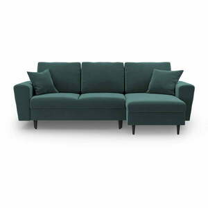 Morski aksamitny rozkładany narożnik ze schowkiem Kyoto – Cosmopolitan Design obraz