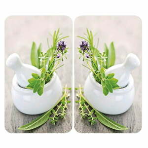 Zestaw 2 szklanych płyt ochronnych na kuchenkę Wenko Herbal, 52x30 cm obraz