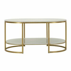 Stolik w biało-złotym kolorze z marmurowym blatem 60x90 cm Izmir – Mauro Ferretti obraz