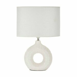 Biała lampa stołowa ceramiczna z tekstylnym kloszem (wysokość 43 cm) Seta – Mauro Ferretti obraz