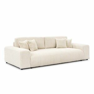 Kremowa sztruksowa rozkładana sofa ze schowkiem 260 cm Justin – Ropez obraz