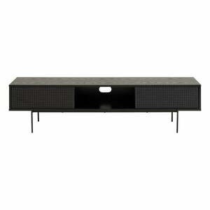 Czarna szafka pod TV w dekorze jesionu 180x44, 5 cm Angus – Actona obraz
