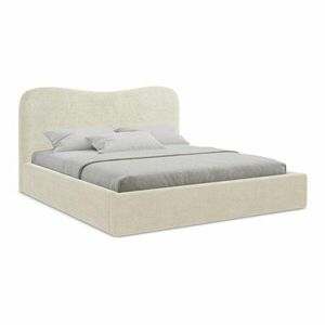 Beżowe tapicerowane łóżko dwuosobowe ze schowkiem i stelażem 140x200 cm Kahai – Makamii obraz